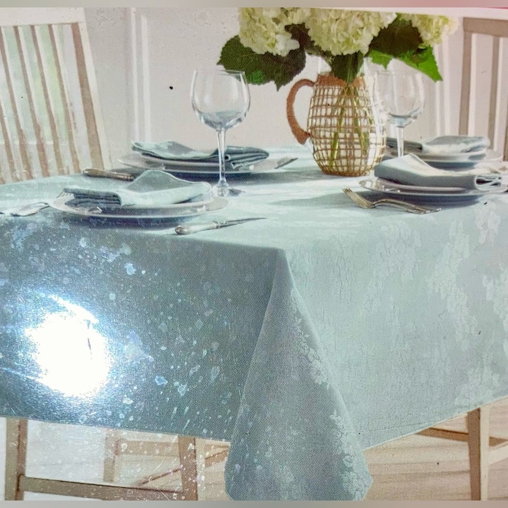 Floral DamaskTablecloth - Town & Country Spring Medley Reversible Mist